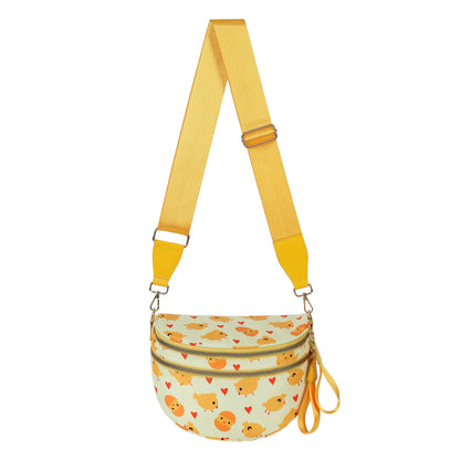 linear-gradient(135deg, #faf5e8 0 50%, #ffb347 50% 100%)